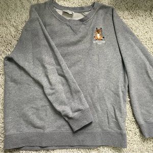 MAISON KITSUNE Embroidery Grey Crewneck